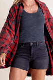 Exposed Seam Plaid Collared Neck Long Sleeve Shirt - Trendsi - Flyclothing LLC