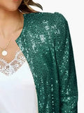 Full Size Sequin Long Sleeve Jacket Plus Size - Trendsi - Flyclothing LLC