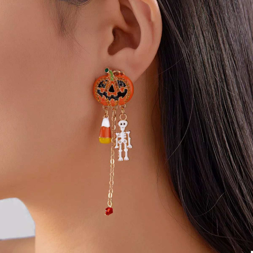 Halloween Pumpkin Drop Chain Earrings - Trendsi - Flyclothing LLC