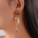 Halloween Pumpkin Drop Chain Earrings - Trendsi - Flyclothing LLC