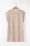 Stripe Round Neck Sleeveless Pocketed Mini Dress - Trendsi - Flyclothing LLC