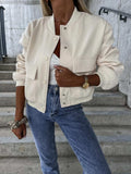 Baseball Collar Dropped Shoulder Jacket - Trendsi - Flyclothing LLC