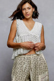 POL Textured Lace Cropped Tank with Trim Detail - Trendsi - Flyclothing LLC