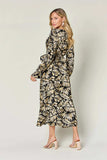 Double Take Full Size Tie Back Flounce Sleeve Dress - Trendsi - Flyclothing LLC