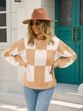 Angel Wings Checkered Round Neck Dropped Shoulder Sweater - Trendsi - Flyclothing LLC