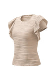 Textured Round Neck Cap Sleeve Top - Trendsi - Flyclothing LLC