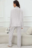 Striped V-Neck Long Sleeve Top and Pants Lounge Set - Trendsi - Flyclothing LLC