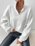 Collared Neck Long Sleeve Sweatshirt - Trendsi - Flyclothing LLC