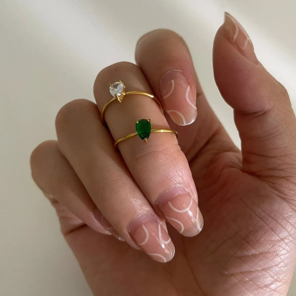 2-Piece 18K Gold-Plated Inlaid Zircon Open Ring - Trendsi - Flyclothing LLC