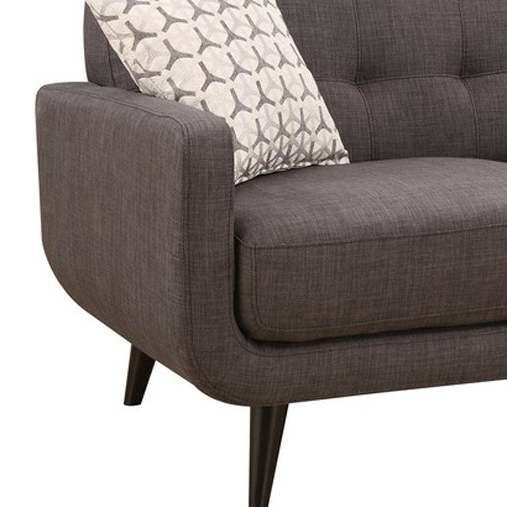 61" Charcoal And Black Loveseat and Toss Pillows - Homeroots - Flyclothing LLC