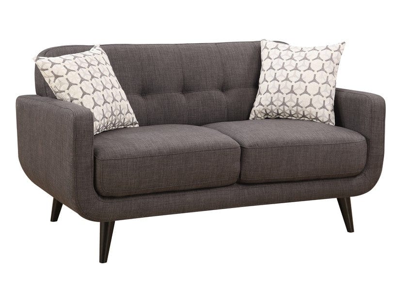 61" Charcoal And Black Loveseat and Toss Pillows - Homeroots - Flyclothing LLC