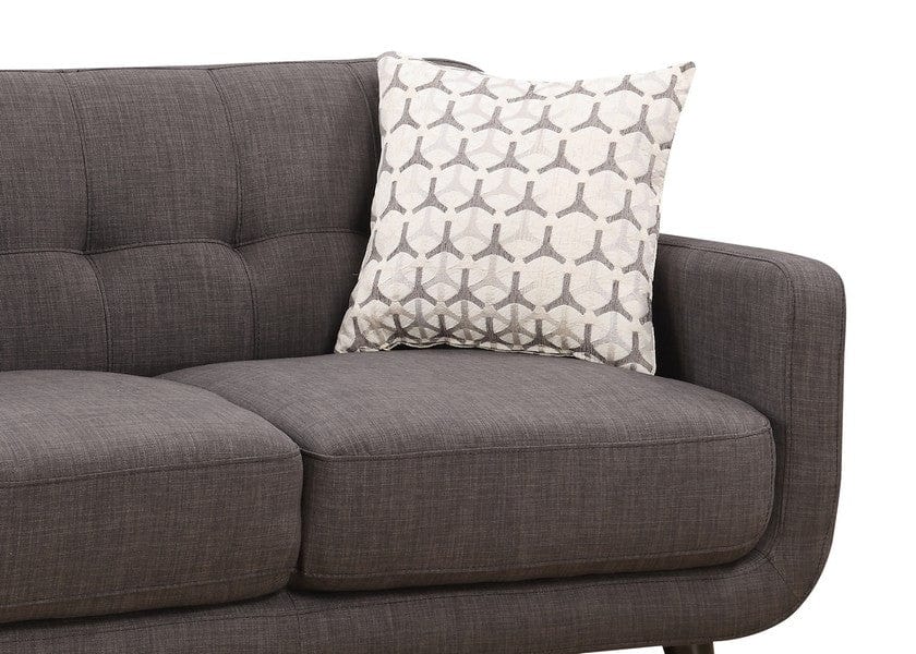 61" Charcoal And Black Loveseat and Toss Pillows - Homeroots - Flyclothing LLC