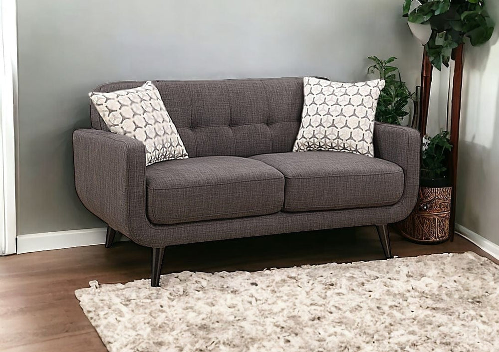 61" Charcoal And Black Loveseat and Toss Pillows - Homeroots - Flyclothing LLC