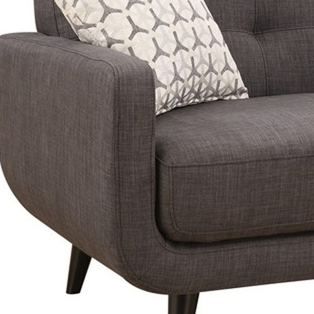 61" Charcoal And Black Loveseat and Toss Pillows - Homeroots - Flyclothing LLC