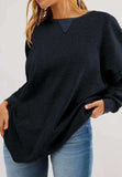Round Neck Long Sleeve Sweatshirt - Trendsi - Flyclothing LLC