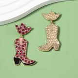 Rhinestone Cowboy Boot Dangle Earrings - Trendsi - Flyclothing LLC