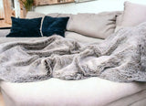 Gray Faux Fur Ombre Plush Throw - Homeroots - Flyclothing LLC