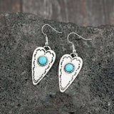 Alloy Turquoise Heart Dangle Earrings - Trendsi - Flyclothing LLC
