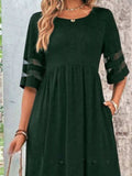 Full Size Round Neck Half Sleeve Dress Plus Size - Trendsi - Flyclothing LLC