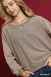 Umgee Mineral Wash French Terry Sweatshirt - Trendsi - Flyclothing LLC