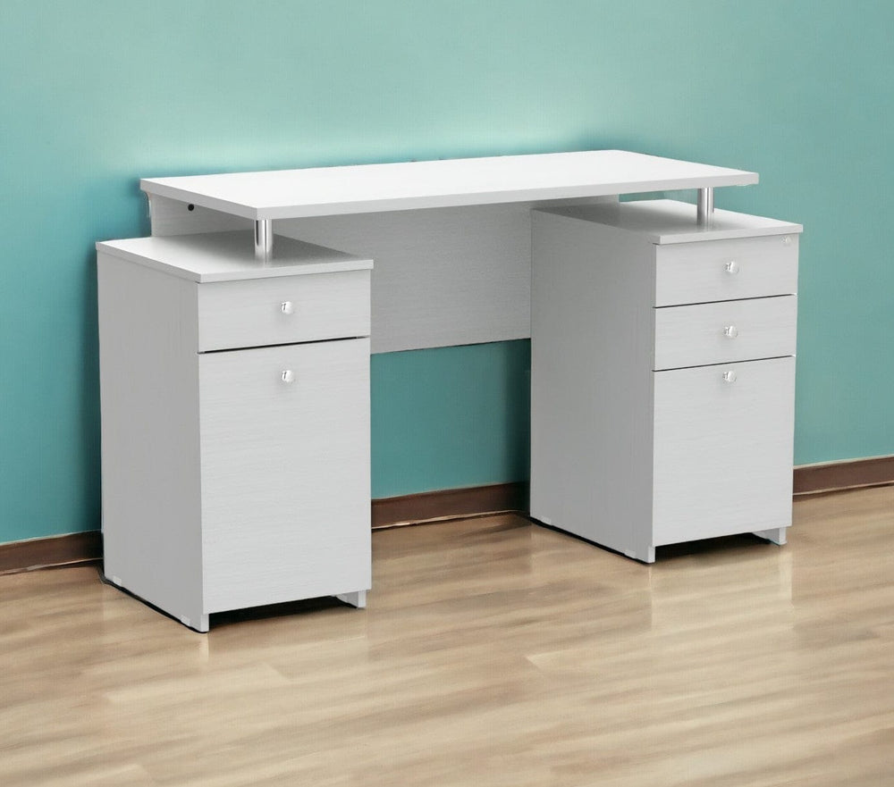 51" White Computer Desk With Five Drawers - Homeroots - Flyclothing LLC