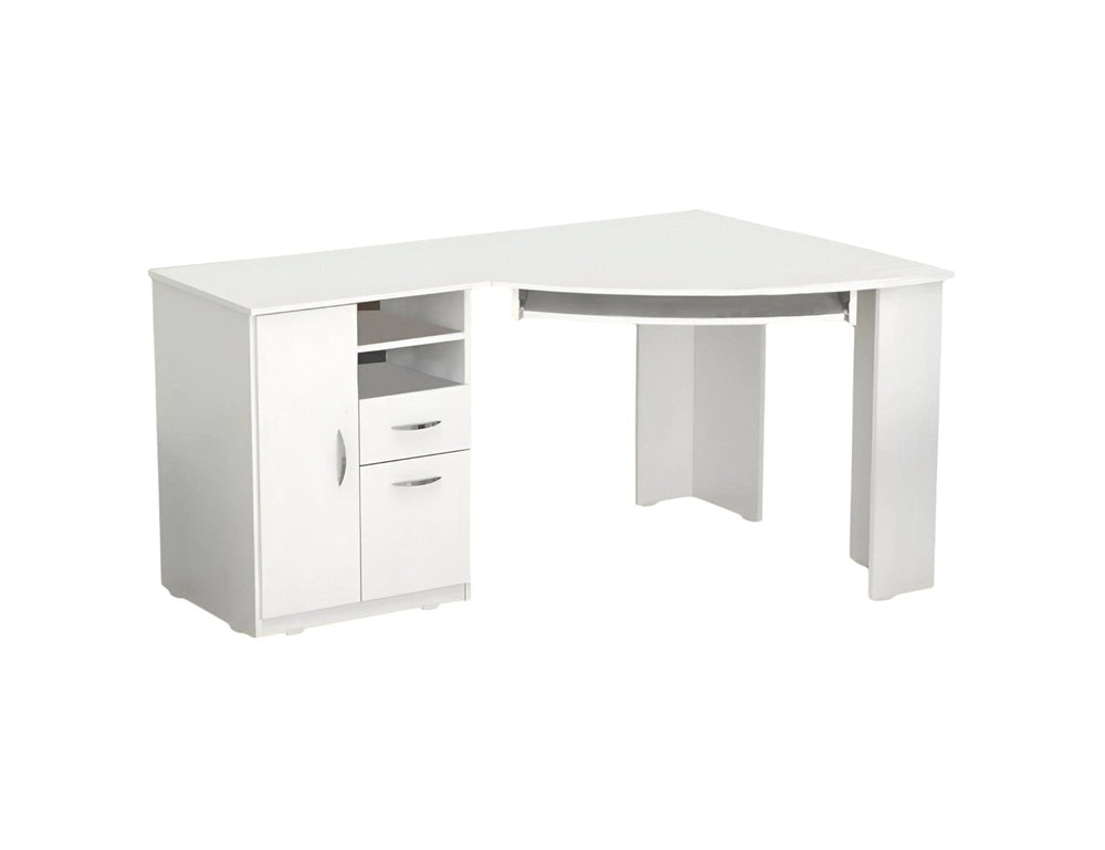 59" White Corner Computer Desk With Two Drawers - Homeroots - Flyclothing LLC