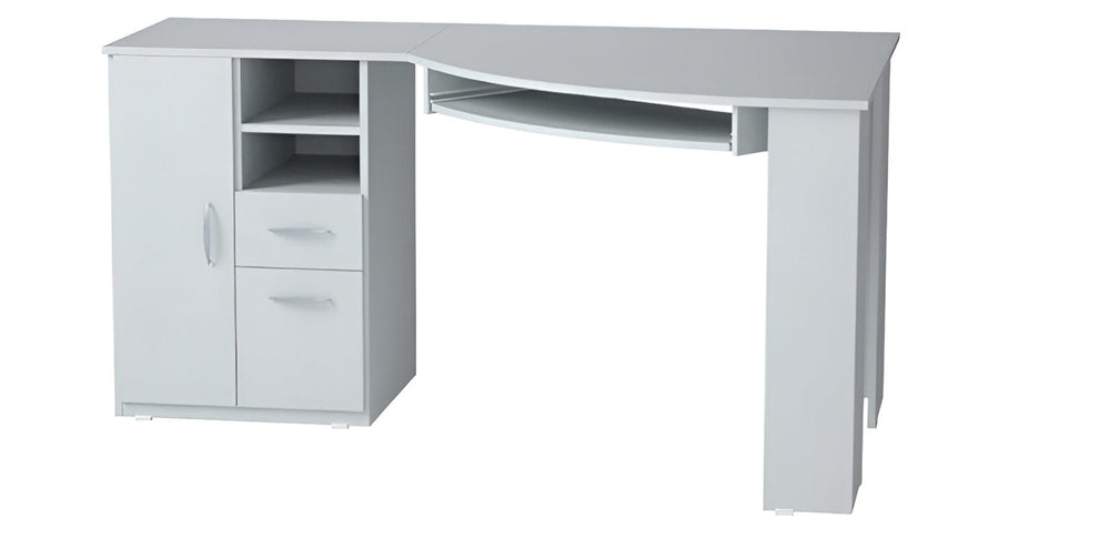 59" White Corner Computer Desk With Two Drawers - Homeroots - Flyclothing LLC