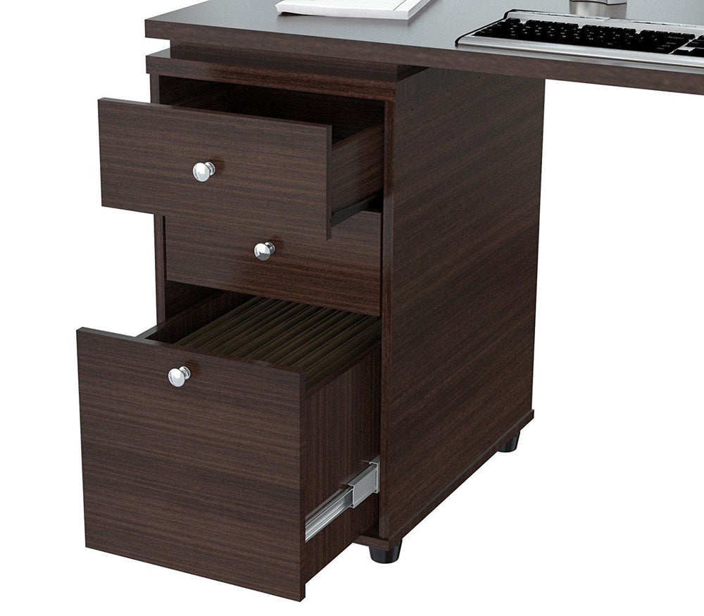 60" Espresso L Shape Computer Desk With Three Drawers - Homeroots - Flyclothing LLC