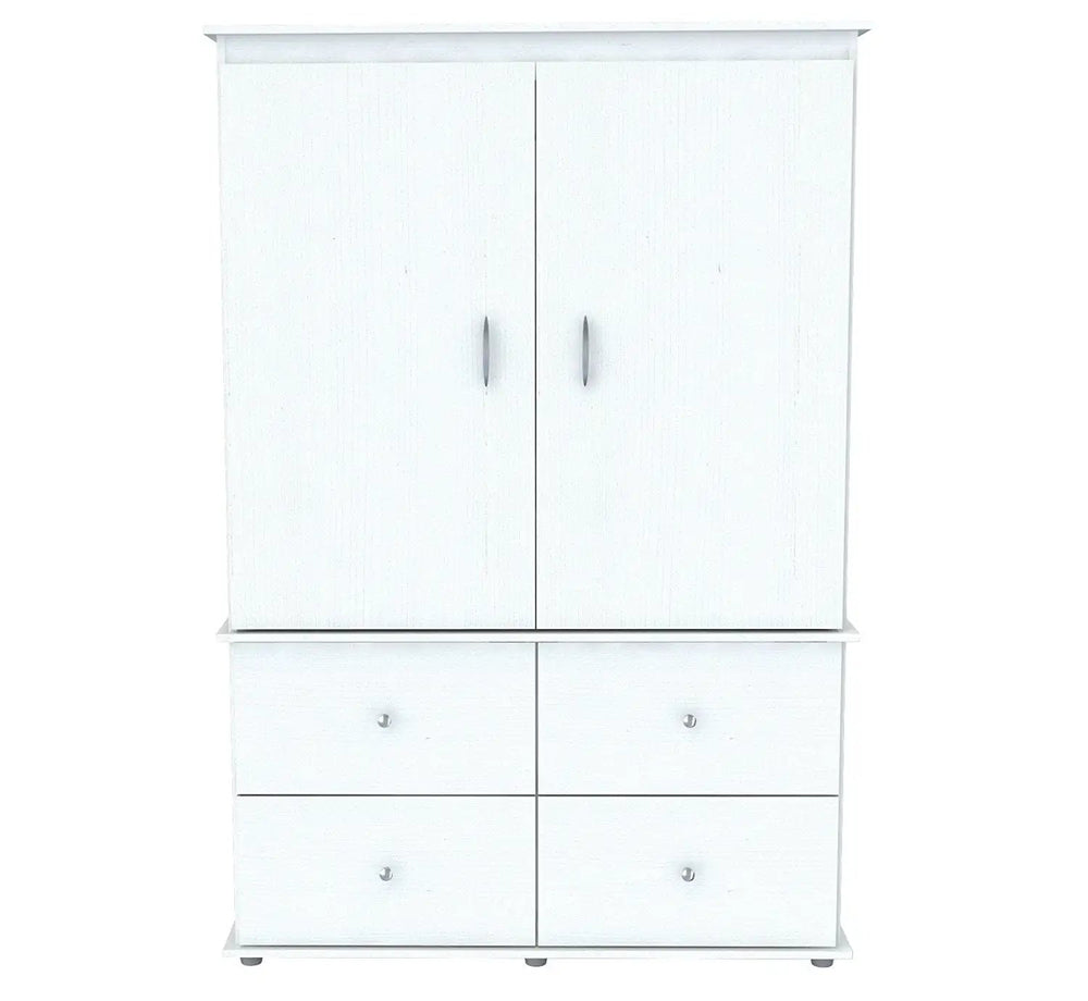 47" White Melamine Mirrored Four Drawer Combo Dresser - Homeroots
