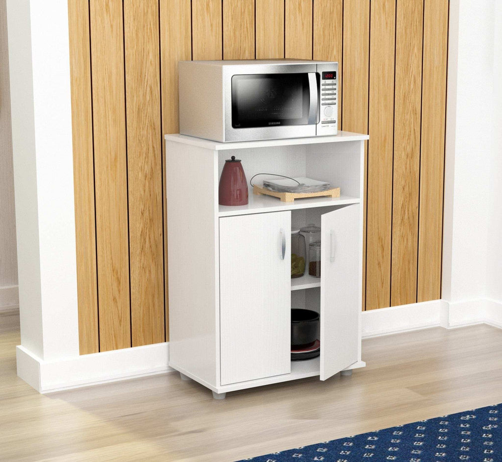 White Finish Wood Microwave Cart With Cabinet - Homeroots - Flyclothing LLC