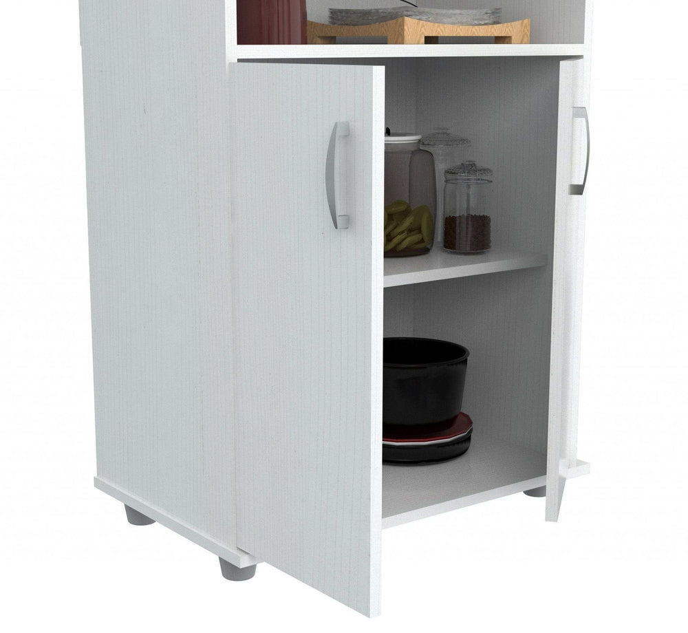 White Finish Wood Microwave Cart With Cabinet - Homeroots - Flyclothing LLC