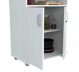 White Finish Wood Microwave Cart With Cabinet - Homeroots - Flyclothing LLC