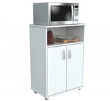 White Finish Wood Microwave Cart With Cabinet - Homeroots - Flyclothing LLC