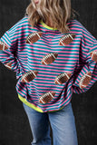 Striped Football Long Sleeve Sweatshirt - Trendsi - Flyclothing LLC