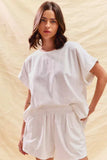 SO ME Round Neck Short Sleeve Top and Shorts Set - Trendsi - Flyclothing LLC