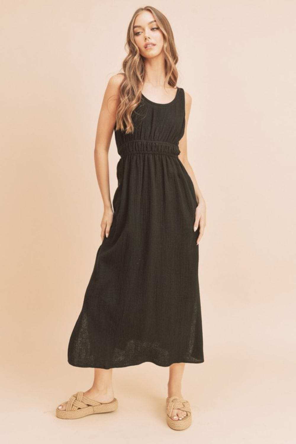 Aemi + Co Side Slit Round Neck Sleeveless Tank Dress - Trendsi - Flyclothing LLC