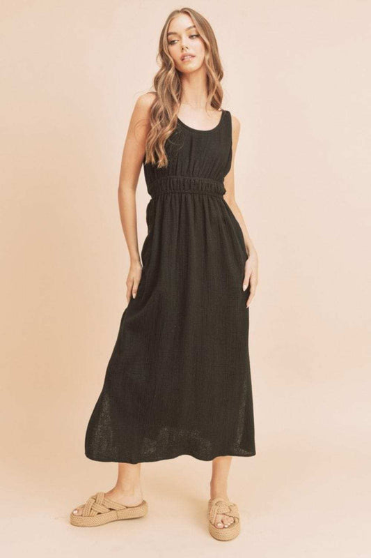Aemi + Co Side Slit Round Neck Sleeveless Tank Dress - Trendsi - Flyclothing LLC