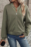 Textured Zip Up Baseball Collar Jacket - Trendsi - Flyclothing LLC
