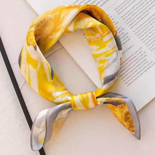 Floral Print Silk Square Scarf - Trendsi - Flyclothing LLC