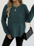 Textured Knit Relaxed Fit Round Neck Sweater - Trendsi - Flyclothing LLC