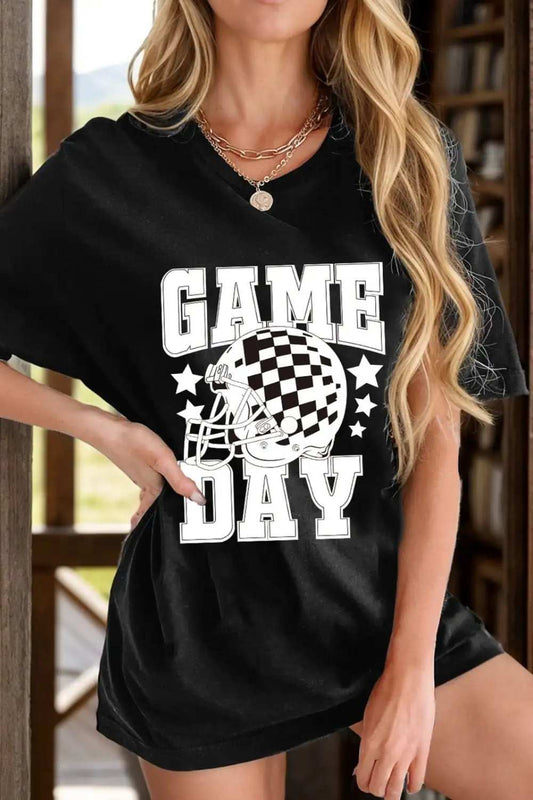 GAME DAY Round Neck Short Sleeve T-Shirt - Trendsi - Flyclothing LLC