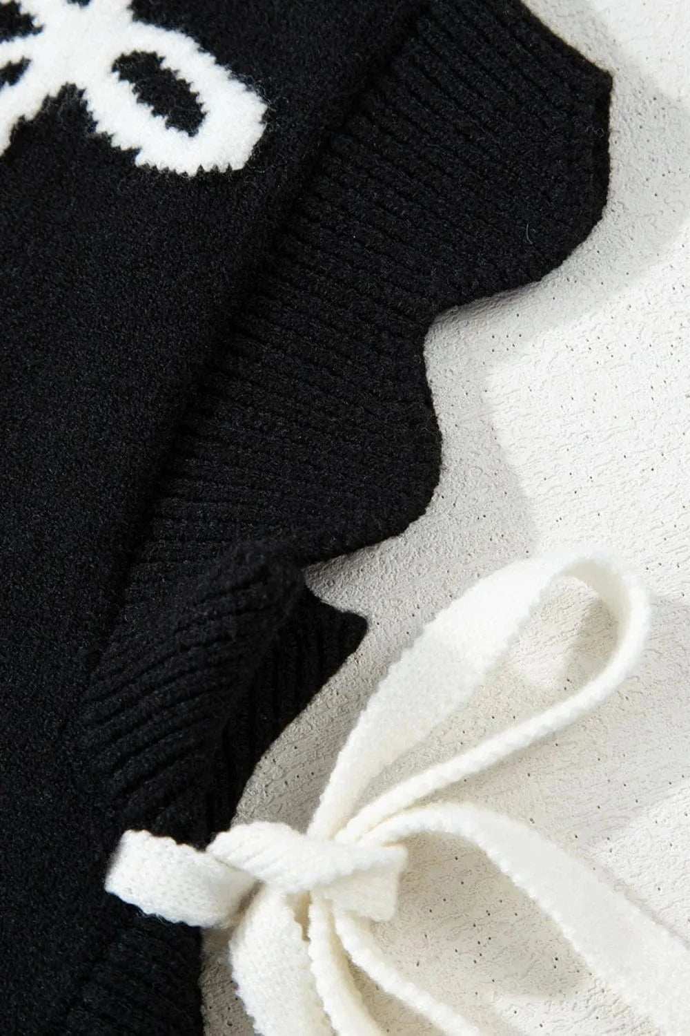 Bow Side Ties Scalloped Hem Cap Sleeve Sweater - Trendsi - Flyclothing LLC