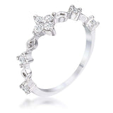 .24Ct Rhodium Plated Clear CZ Mini Floral Half Eternity Stackable Band - JGI - Flyclothing LLC