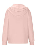 Drawstring Quarter Button Long Sleeve Hoodie - Trendsi - Flyclothing LLC