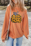 Pumpkin Round Neck Long Sleeve Sweatshirt - Trendsi - Flyclothing LLC