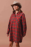 SO ME Christmas Checker Plaid Button Up Shirt Dress - Trendsi - Flyclothing LLC