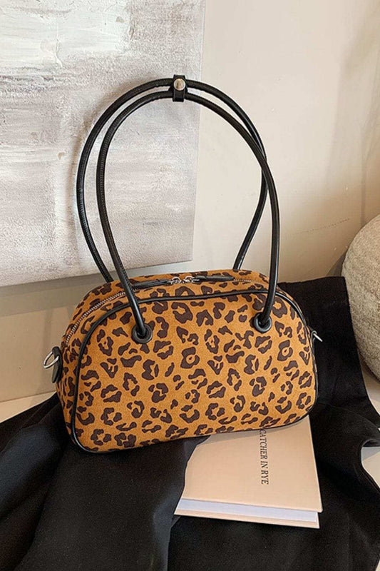 Leopard Suede Medium Shoulder Bag - Trendsi - Flyclothing LLC