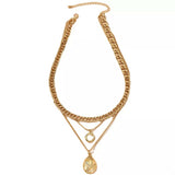 18K Gold-Plated Three-Layered Pendant Necklace - Trendsi - Flyclothing LLC