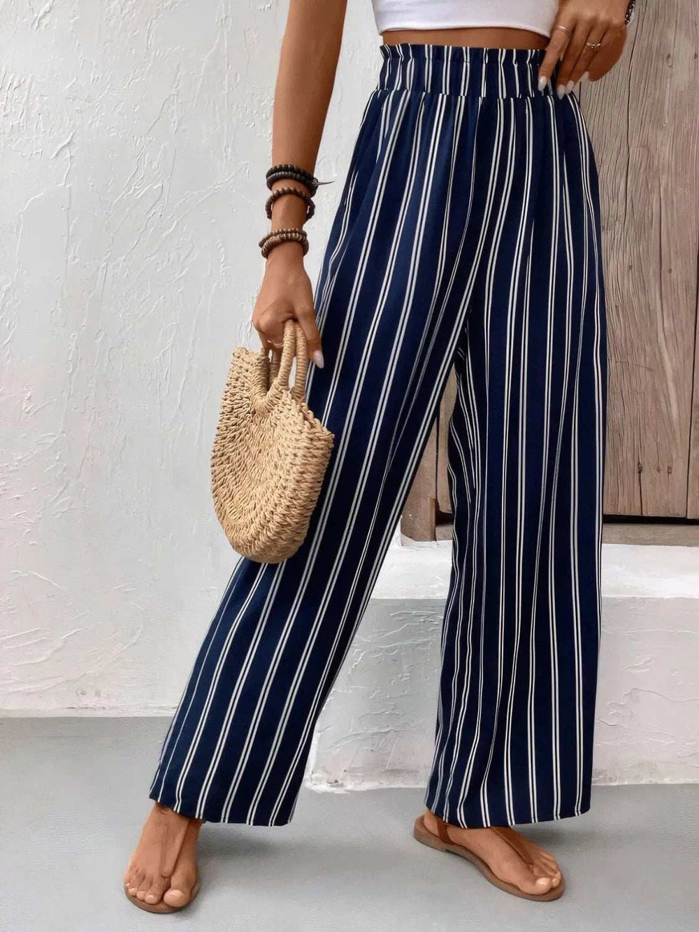 Striped Wide Leg Pants - Trendsi - Flyclothing LLC