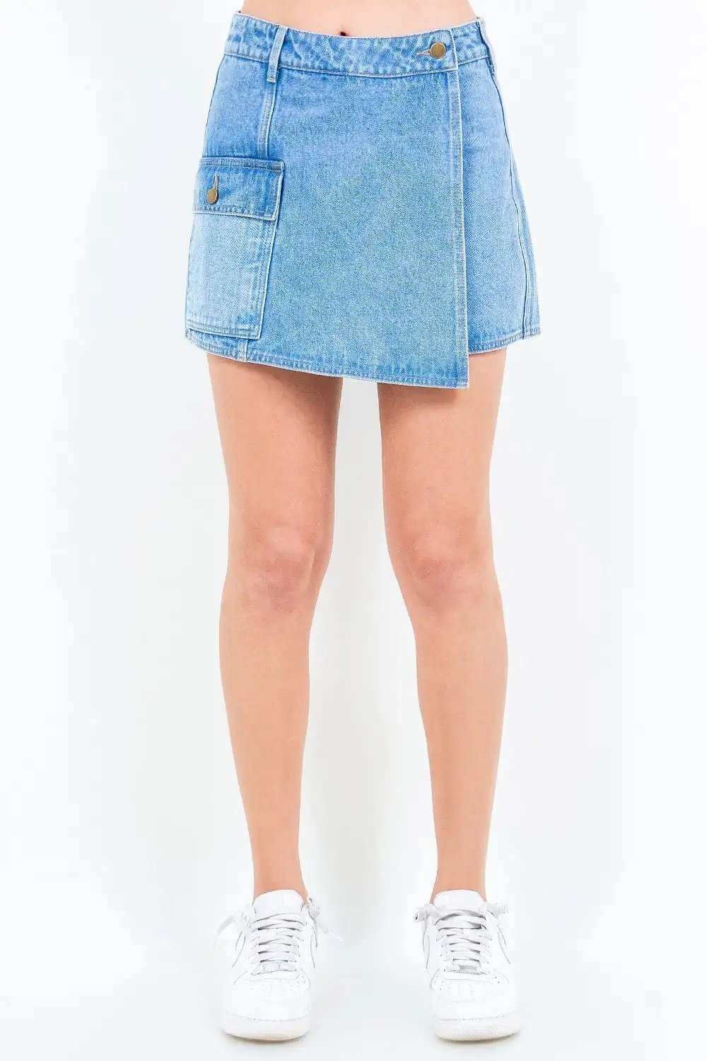 American Bazi Cargo Pocket Denim Skort - Trendsi - Flyclothing LLC